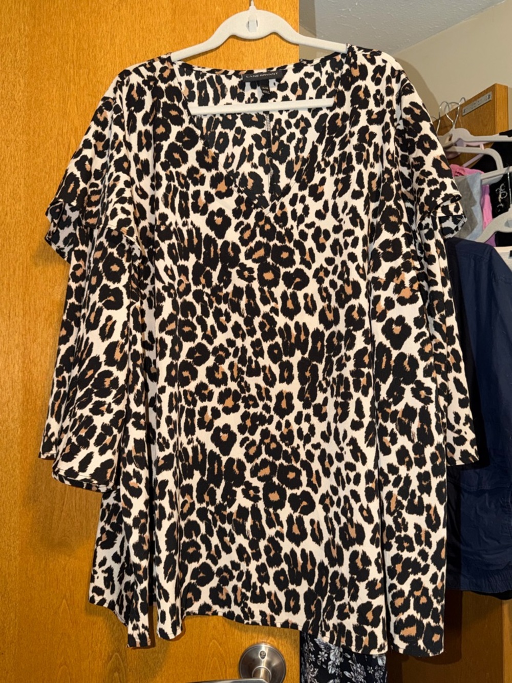 Lane Bryant Leopard Print V-Neck Tunic - Black & Tan